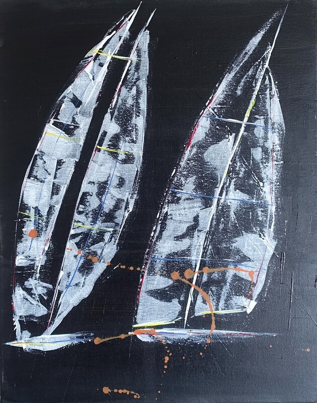Two Sails Abstract Acrylic Painting