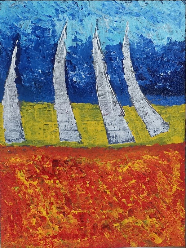 Four Sails - Abstract Acrylic on Canvas
