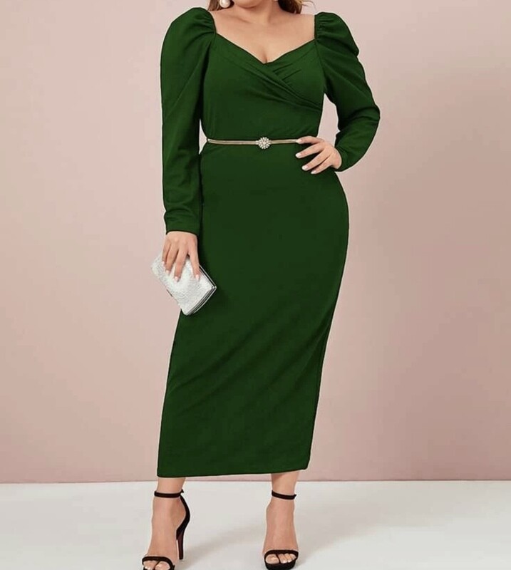 Green pencil Dress with slit