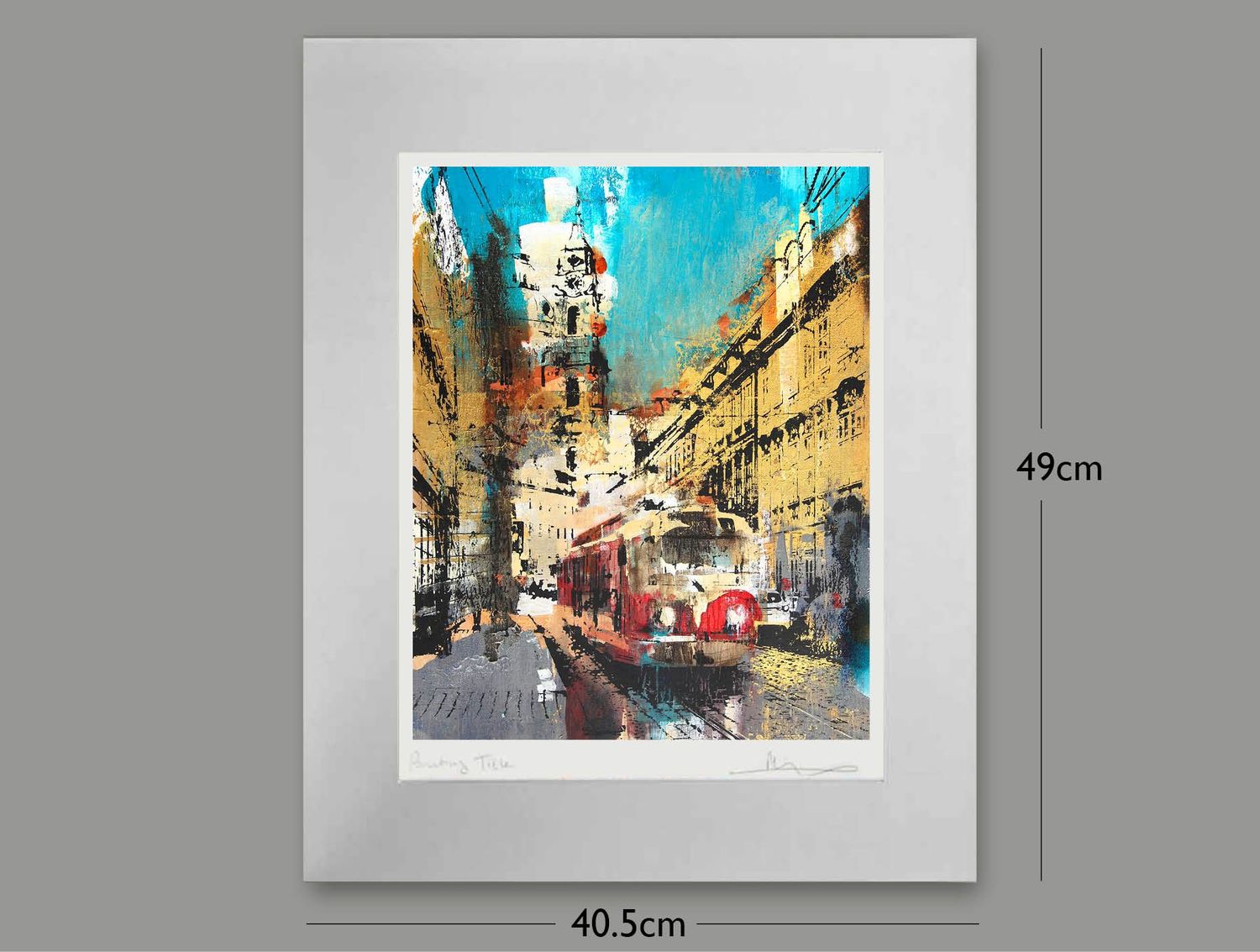 Prague: Red Tram, Screenprint, Options: mounted, Size: Small
