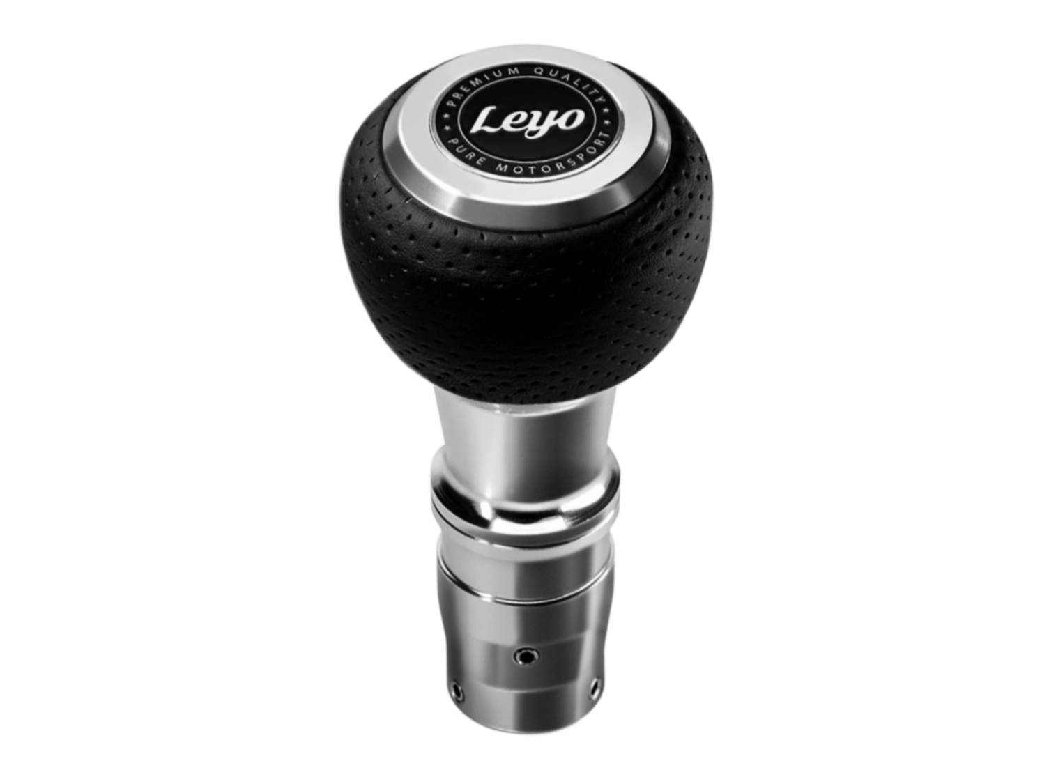 LEYO Black Nappa Manual Shift Knob (Silver Anodized)