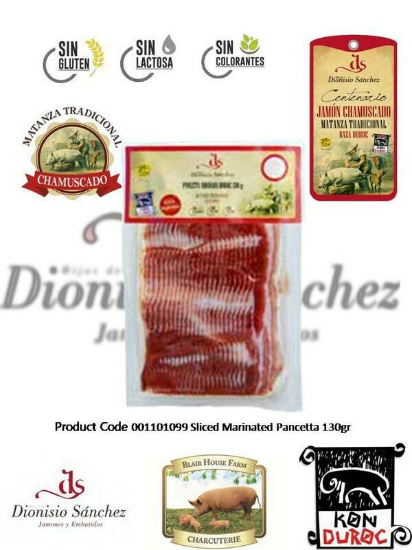 SLICED MARINATED PANCETTA 130g x 25No per Case x 48No Case per Pallet - Order Qty is by Case - by Pallet Load - Mixed Pallets Available.