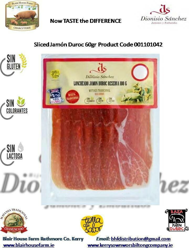 Dionisio Sánchez - Sliced Jamon - Duroc - 60g x 25No per Case - Gluten Free - Lactose Free - Colorant Free