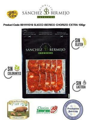 SLICED IBERICO CHORIZO EXTRA 100g x 15No per Case x 48No Case per Pallet - Order Qty is by Case - by Pallet Load - Mixed Pallets Available.