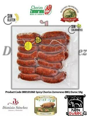 BBQ SPICY CHORIZO ZAMORANO DUROC SAUSAGE 1Kg  x 8No per Case x 56No Case per Pallet - Order Qty is by Case - by Pallet Load - Mixed Pallet Available.