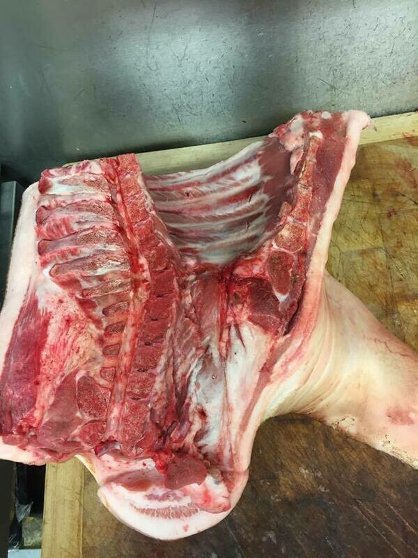 ​​​​BLAIR HOUSE FARM - SLOW ROASTING/BBQ - BONE IN - CRACKLIN ON - FULL F/Qtr - with SHORT RIB &amp; HOCK ON - SHOULDER PORK x +/- 4.5kg(Approx +/- 10Lbs)