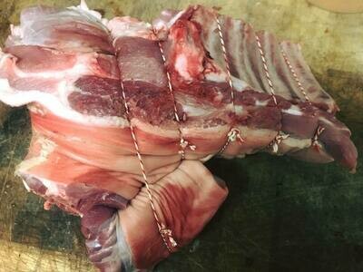 BLAIR HOUSE FARM - SLOW ROASTING/BBQ -HAND TIED - BONE IN - CRACKLIN ON - SHOULDER PORK with SHORT RIB &amp; HOCK ON x +/- 2.494kg(Approx +/- 5Lbs)