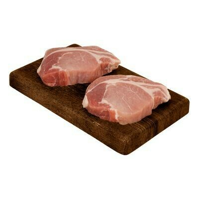 BLAIR HOUSE FARM - PRIME BONELESS - RINDLESS - HAND CUT - BBQ - PORK CHOPS - 2No x +/- 0.300g