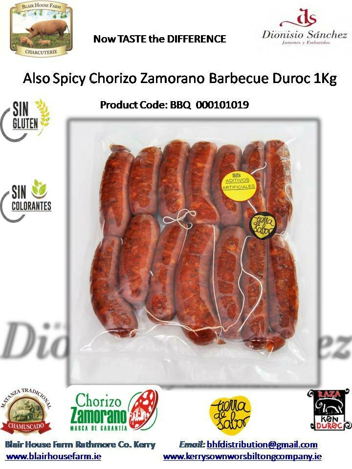 BBQ CHORIZO MILD SAUSAGE 1Kg x 8No per Case x 56No Case per Pallet - Order Qty is by Case - by Pallet Load - Mixed Pallet Avaiable.