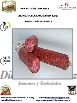 MILD CHORIZO DUROC CANDLE x 1.8kg x 3No per Case x 63No Case per Pallet - Order Qty is by Case - by Pallet Load - Mixed Pallets Available.