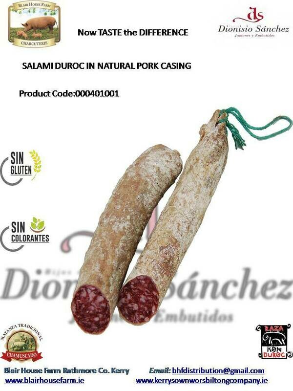 SALAMI DUROC in NATURAL PORK CASING  1kg x 6No Unit per Case: x 63No Case per Pallet: - Order Qty is by Case - by Pallet Load - Mixed Pallets Available.