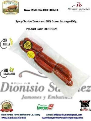 BBQ CHORIZO MATURED DUROC SAUSAGE 400g x 15No per Case x 56No Case per Pallet - Order Qty is by Case - by Pallet Load - Mixed Pallets Available.