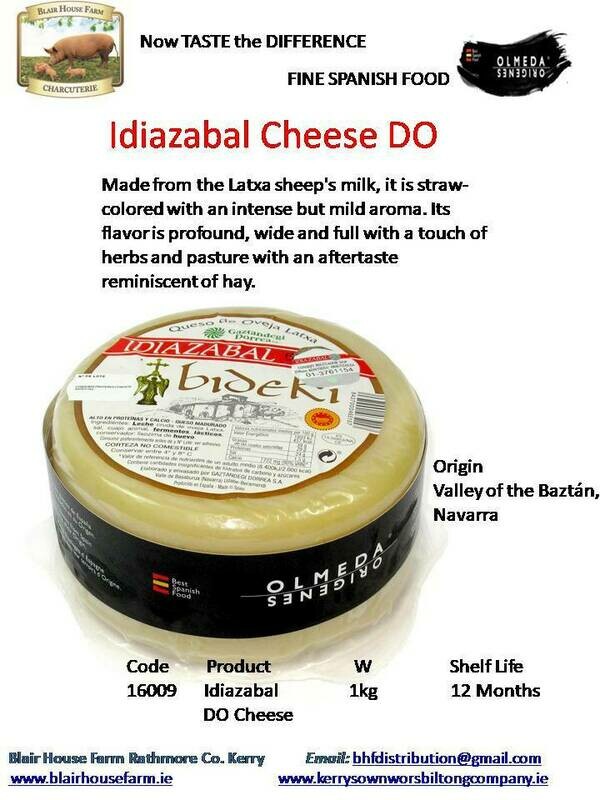 Idiazabal Sheeps Milk Cheese DO 1kg  x 6No per Case x 10No Case per Pallet - Order Qty is by Case. Mixed Pallets Available.