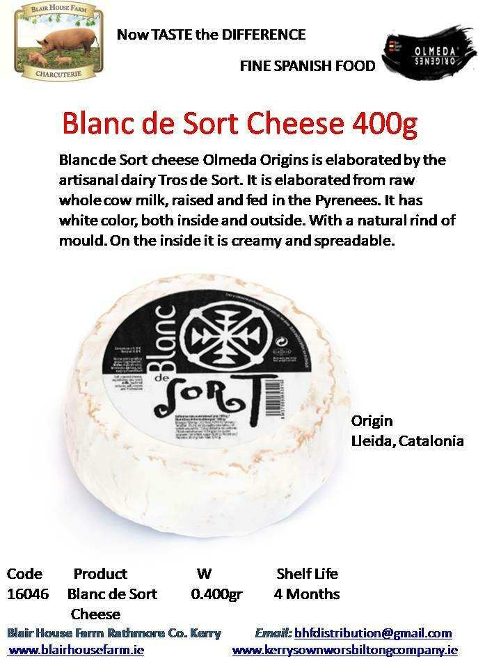 Blanc de Sort Raw Whole Cows Milk Cheese 400g x 6No per Case x 10No Case per Pallet - Order Qty is by Case. Mixed Pallets Available.