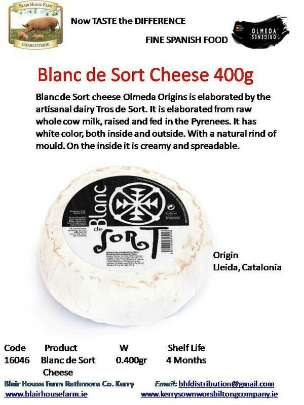 Blanc de Sort Raw Whole Cows Milk Cheese 400g x 6No per Case x 10No Case per Pallet - Order Qty is by Case. Mixed Pallets Available.