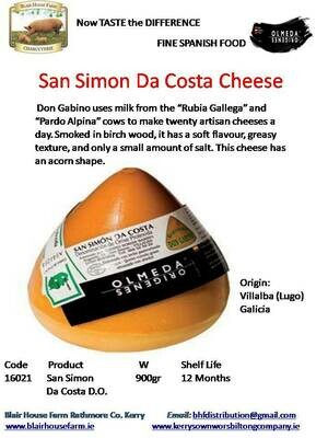San Simon Da Costa Smoked Cheese 900g x 4No per Case x 20No Case per Pallet - Order Qty is by Case. Mixed Pallets Available.