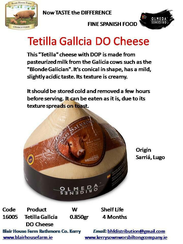 Tetilla Galicia DO Cheese 850g x 6No per Case x 10No Case per Pallet - Order Qty is by Case. Mixed Pallets Available.