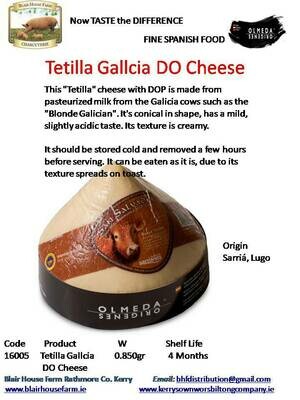 Tetilla Galicia DO Cheese 850g x 6No per Case x 10No Case per Pallet - Order Qty is by Case. Mixed Pallets Available.