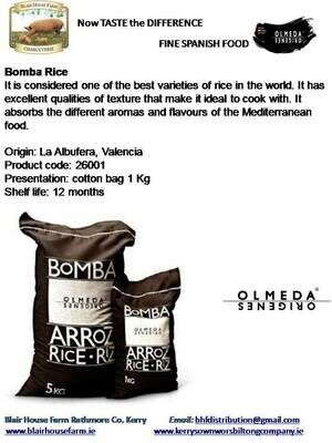 Olmeda Origenes - TRADITIONAL SPANISH​ BAMBA PAELLA RICE x 1kg - Cotton Bag