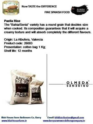 Olmeda Origenes - TRADITIONAL SPANISH BAHIA/SENIA PAELLA RICE x 1kg - Cotton Bag