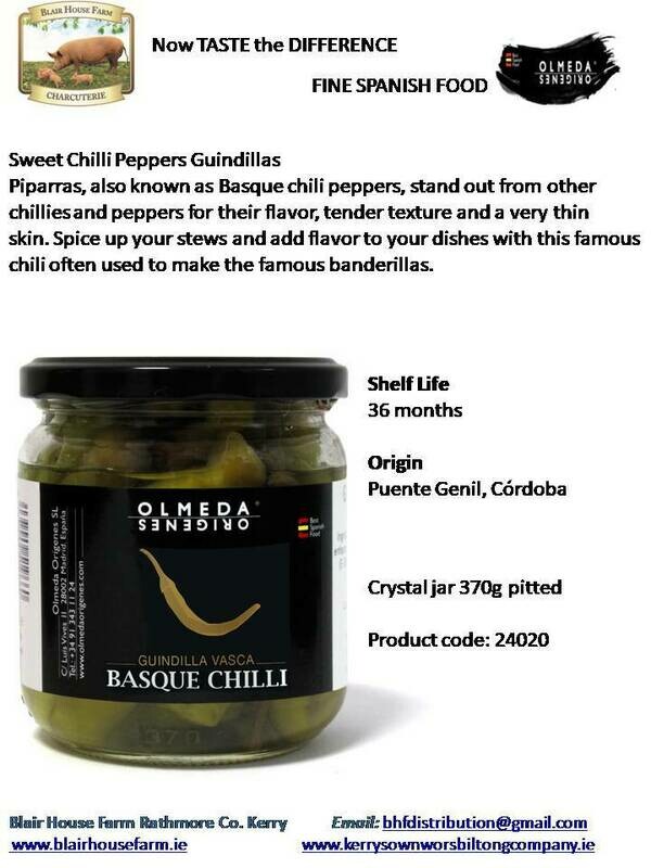 Olmeda Origenes SWEET CHILLI PEPPERS “GUINDILLAS” 
 x 370g - PITTED