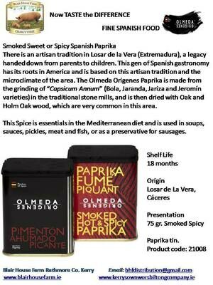 Olmeda Origenes SMOKED HOT SPICY SPANISH PAPRIKA x 75g