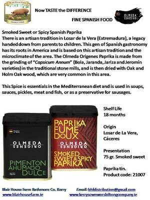 Olmeda Origenes SMOKED SWEET SPANISH PAPRIKA x 75g