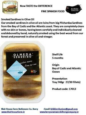 Olmeda Origenes SMOKED SARDINE LOINS in OLIVE OIL x 740g
