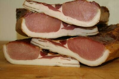 BLAIR HOUSE FARM - TRADITIONAL OLD STYLE -  GAMMON CURE - RIND ON - SHORT BACK BACON RASHERS - COLD SMOKED WITH BEECH WOOD x 0.200g