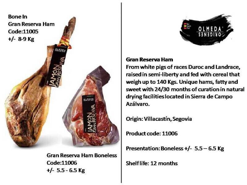 Olmeda Origenes Gran Reserva Ham 24/30 Months Boneless +/-  5.5 - 6.5Kg