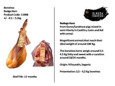 Bodega Ham Boneless Matured 18/24 Months +/- 4.5 - 5.5Kg