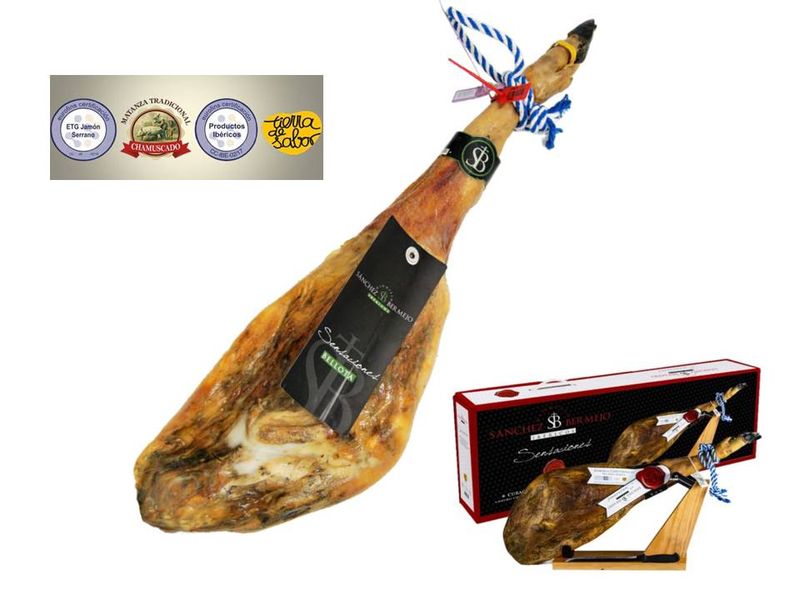 Sánchez Bermejo Ibericos: Jamon Iberian Ham - Free Range - Acorn Fed - 50% Iberian Breed - Bellota Sensaciones + 26 Months +/- 8kg