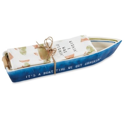 Navy Boat Cracker Dish Towel #42300014N Navy Boat Cracker Dish Towel #42300014N