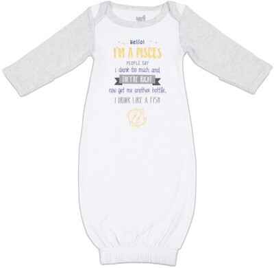 ST - Pisces - 0-3 Months Gown W/Mitten Cuffs #69073 ST - Pisces - 0-3 Months Gown W/Mitten Cuffs #69073