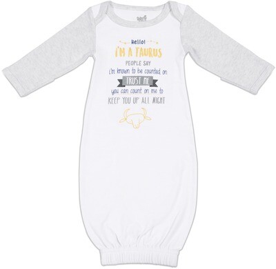 ST - Taurus - 0-3 Months Gown W/Mitten Cuffs #69075 ST - Taurus - 0-3 Months Gown W/Mitten Cuffs #69075