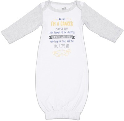ST - Cancer - 0-3 Months Gown W/ Mitten Cuffs #69077 ST - Cancer - 0-3 Months Gown W/ Mitten Cuffs #69077