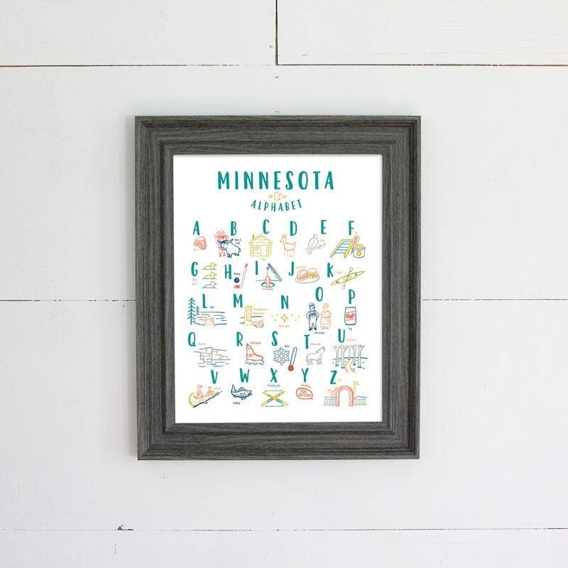 Minnesota Alphabet Paper Print Minnesota Alphabet Paper Print