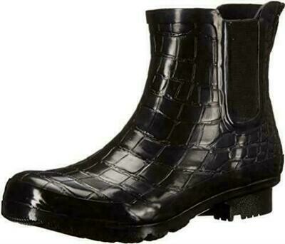 Women's CHELSEA Black Croc Rain Boots #RC1620CP