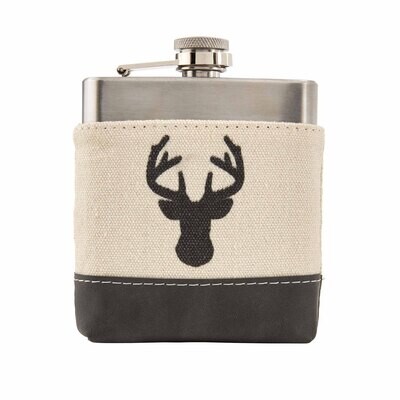 Bust Deer Canvas Leather Flask #48600119B
