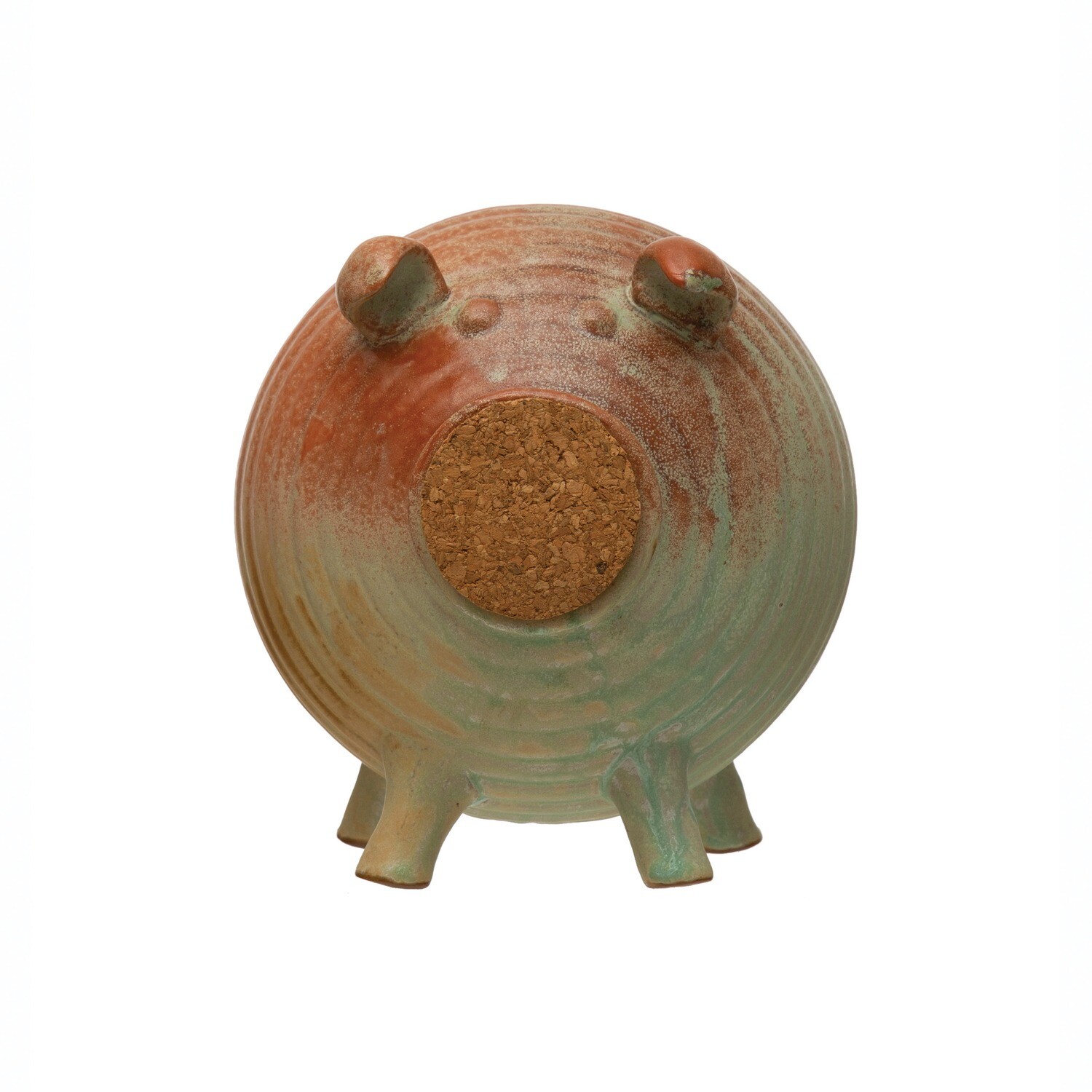 Stoneware & Cork Piggy Bank #DF6333