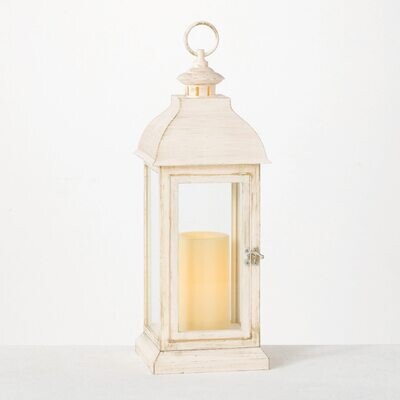 Lantern W/ Candle White #GL43857