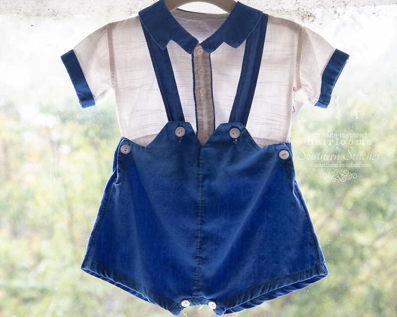 Boy&#39;s Vintage Button-On Shorts &amp; Shirt Set