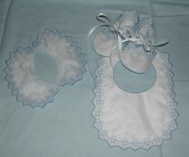 BRD Bibs, Booties &amp; Collar Cross Pt Lace Set