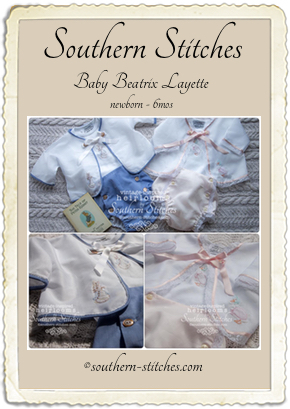 Baby Beatrix Layette ePattern with 2 shadow work designs