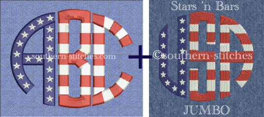 SSBRD Stars &#39;n Bars Circle Monogram Combo Set - Both Regular &amp; Jumbo Sets!