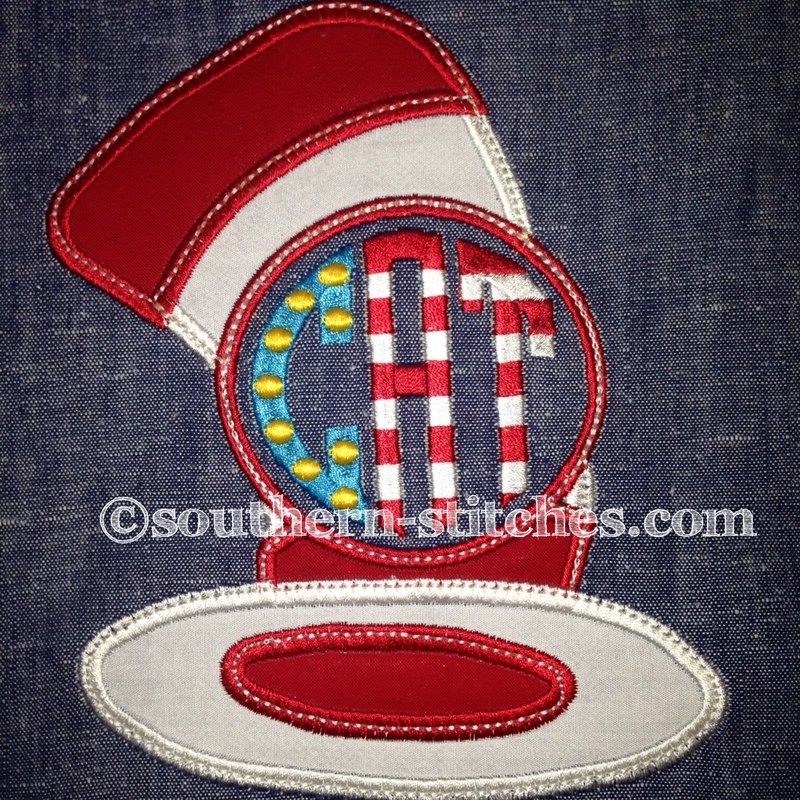 Suess-ie 2.5&quot; Circle Monogram Set + Hat Applique Combo