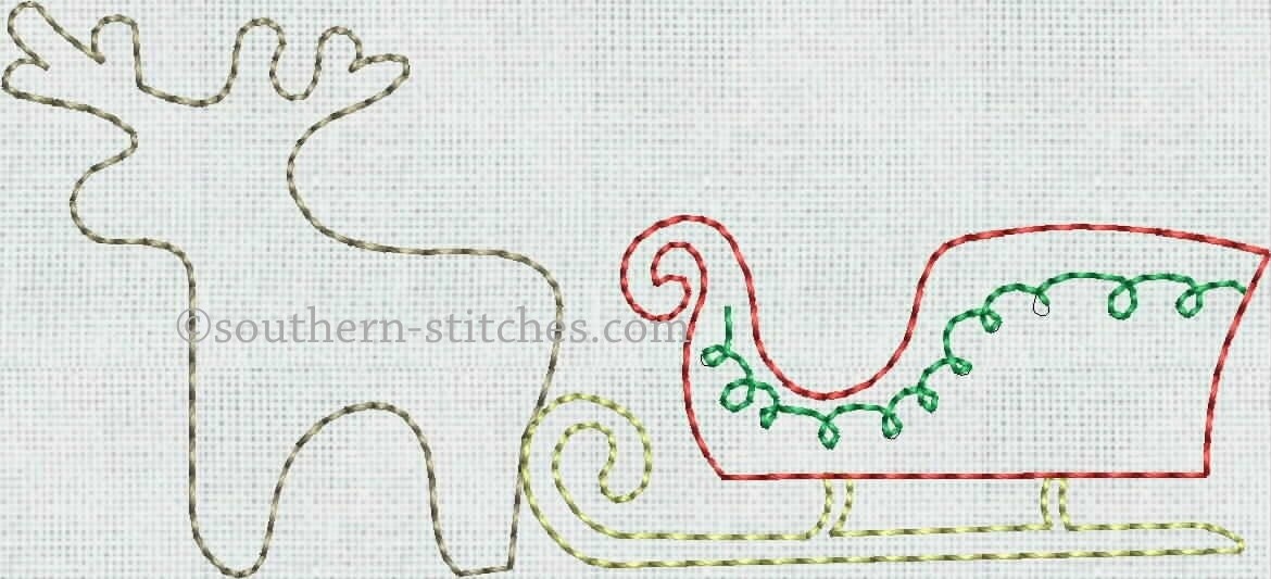 Christmas Sketch Reindeer Sleigh