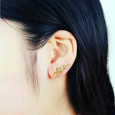 GOLDEN CUSTOMIZABLE CROWN NAME EARRINGS