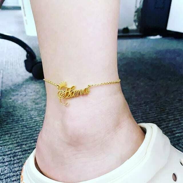 GOLDEN CUSTOMIZABLE CROWN NAME ANKLET
