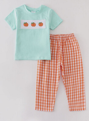 Pumpkin Plaid Pant Set